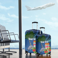 Personalised Fiji Independence Day Luggage Cover Fijian Coat of Arms Palm and Hibiscus Tapa Pattern LT03 - Polynesian Pride