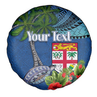 Personalised Fiji Independence Day Spare Tire Cover Fijian Coat of Arms Palm and Hibiscus Tapa Pattern LT03 - Polynesian Pride