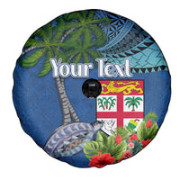 Personalised Fiji Independence Day Spare Tire Cover Fijian Coat of Arms Palm and Hibiscus Tapa Pattern LT03 - Polynesian Pride