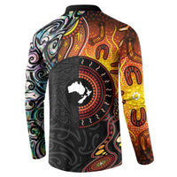 New Zealand and Australia Together Button Sweatshirt Maori Tattoo Paua Shell mix Aboriginal Pattern