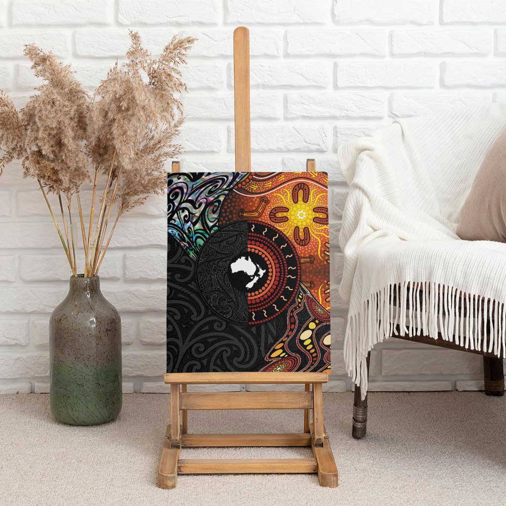 New Zealand and Australia Together Canvas Wall Art Maori Tattoo Paua Shell mix Aboriginal Pattern