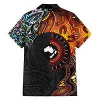 New Zealand and Australia Together Family Matching Off Shoulder Maxi Dress and Hawaiian Shirt Maori Tattoo Paua Shell mix Aboriginal Pattern LT03 - Polynesian Pride