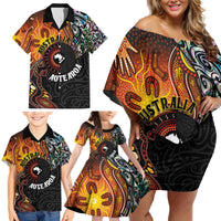 New Zealand and Australia Together Family Matching Off Shoulder Short Dress and Hawaiian Shirt Maori Tattoo Paua Shell mix Aboriginal Pattern LT03 - Polynesian Pride