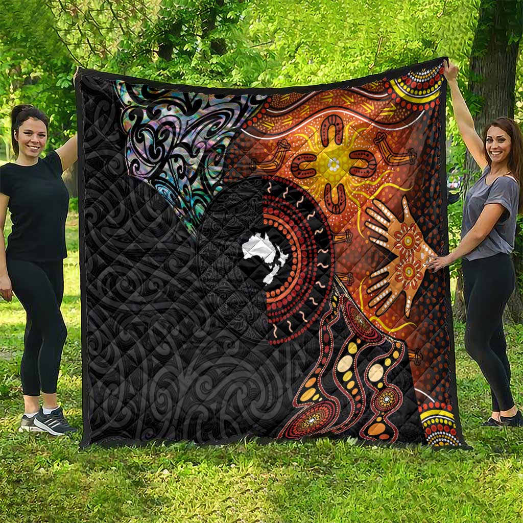 New Zealand and Australia Together Quilt Maori Tattoo Paua Shell mix Aboriginal Pattern LT03 - Polynesian Pride