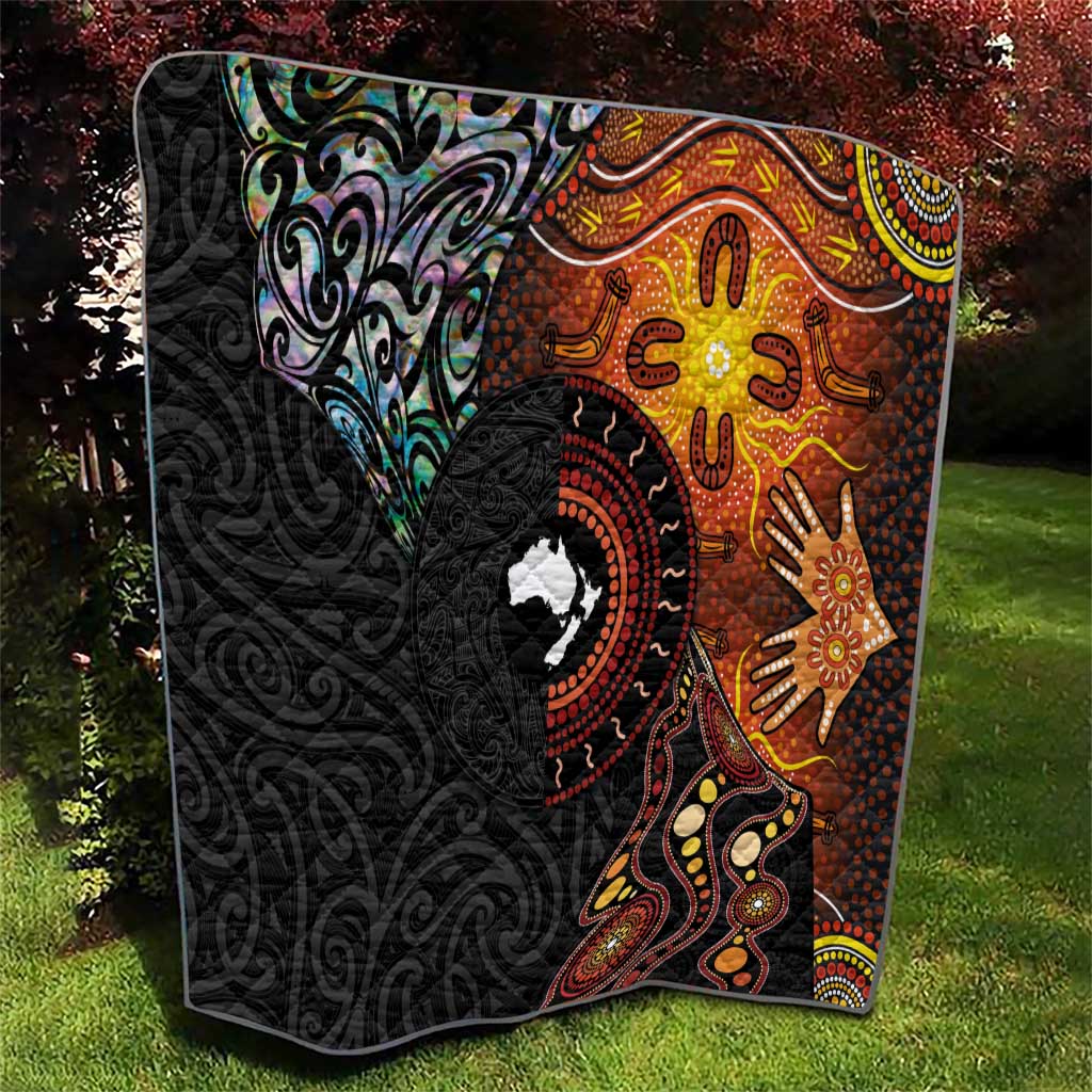 New Zealand and Australia Together Quilt Maori Tattoo Paua Shell mix Aboriginal Pattern LT03 - Polynesian Pride