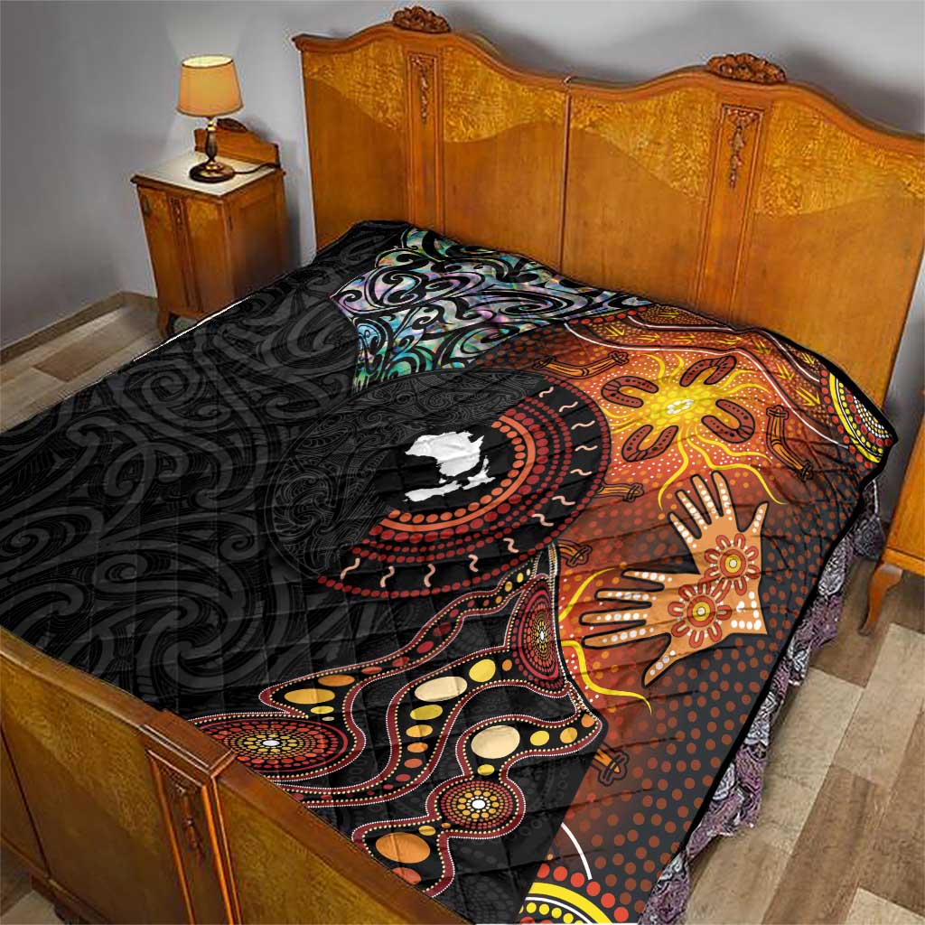 New Zealand and Australia Together Quilt Maori Tattoo Paua Shell mix Aboriginal Pattern LT03 - Polynesian Pride