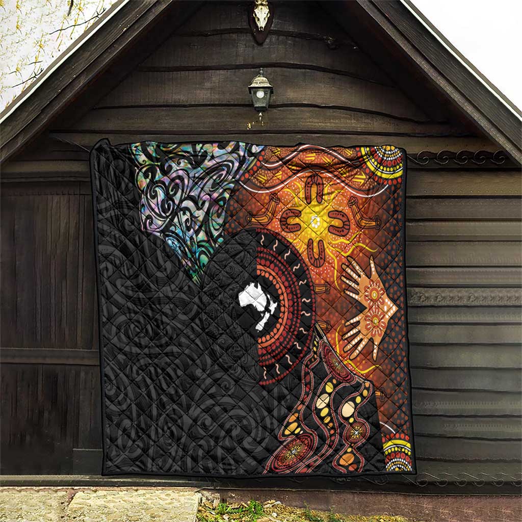 New Zealand and Australia Together Quilt Maori Tattoo Paua Shell mix Aboriginal Pattern LT03 - Polynesian Pride