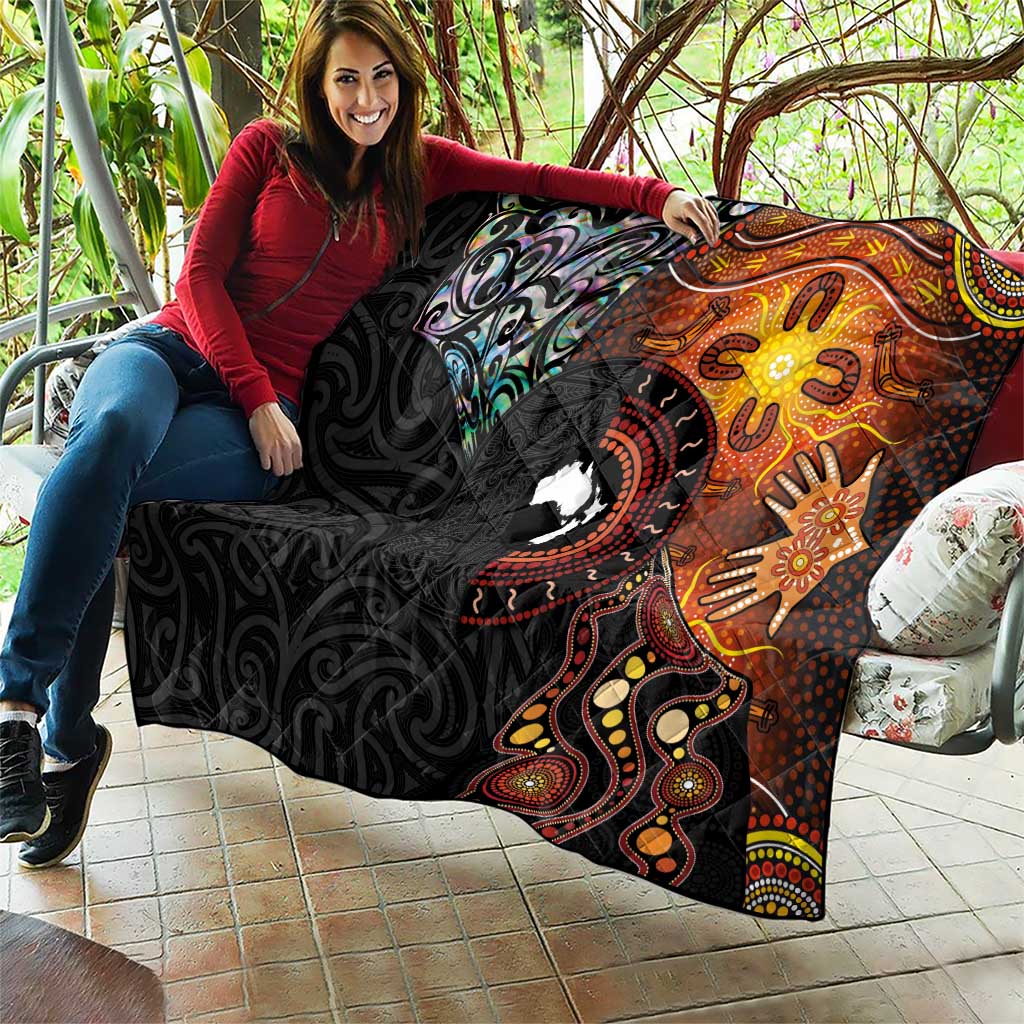 New Zealand and Australia Together Quilt Maori Tattoo Paua Shell mix Aboriginal Pattern LT03 - Polynesian Pride