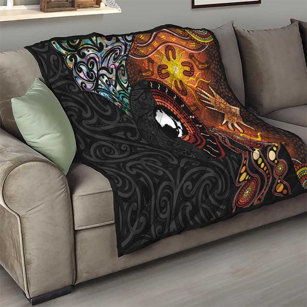 New Zealand and Australia Together Quilt Maori Tattoo Paua Shell mix Aboriginal Pattern LT03 - Polynesian Pride
