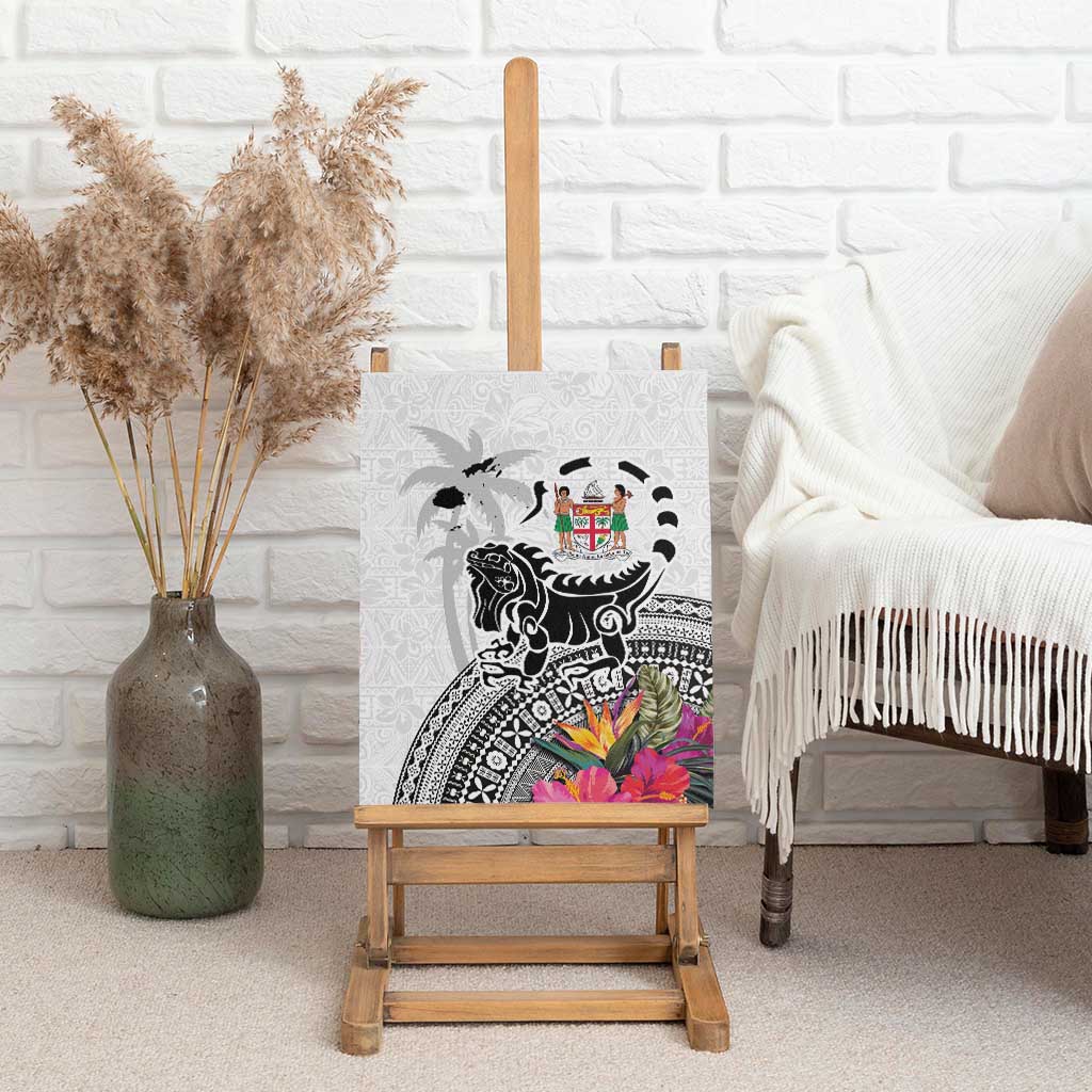 Fiji Iguana Canvas Wall Art Tapa Tribal Tattoo and Hibiscus