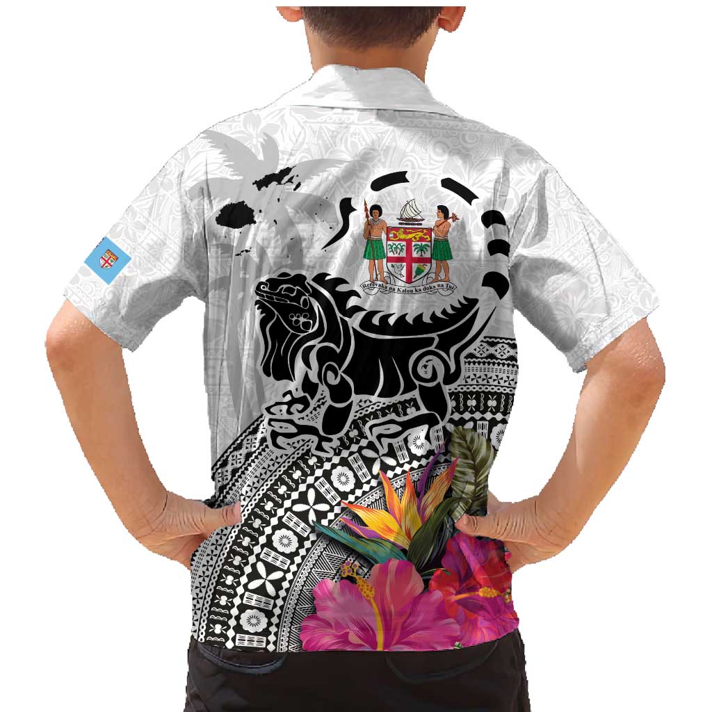 Fiji Iguana Family Matching Mermaid Dress and Hawaiian Shirt Tapa Tribal Tattoo and Hibiscus LT03 - Polynesian Pride