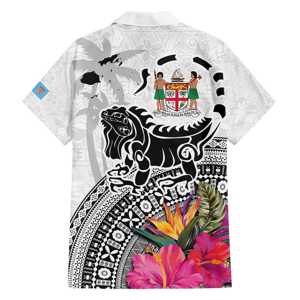 Fiji Iguana Family Matching Off Shoulder Maxi Dress and Hawaiian Shirt Tapa Tribal Tattoo and Hibiscus LT03 - Polynesian Pride