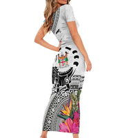 Fiji Iguana Family Matching Short Sleeve Bodycon Dress and Hawaiian Shirt Tapa Tribal Tattoo and Hibiscus LT03 - Polynesian Pride