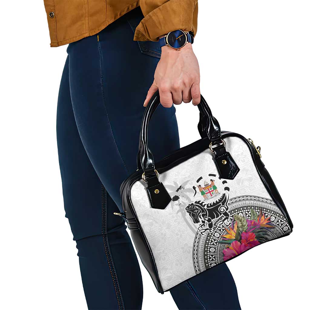 Fiji Iguana Shoulder Handbag Tapa Tribal Tattoo and Hibiscus