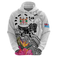 Fiji Iguana Zip Hoodie Tapa Tribal Tattoo and Hibiscus
