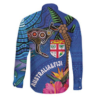 Fiji and Australia Together Family Matching Summer Maxi Dress and Hawaiian Shirt Aboriginal Kangaroo and Tapa Tribal Hibiscus LT03 - Polynesian Pride
