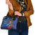 Fiji and Australia Together Shoulder Handbag Aboriginal Kangaroo and Tapa Tribal Hibiscus
