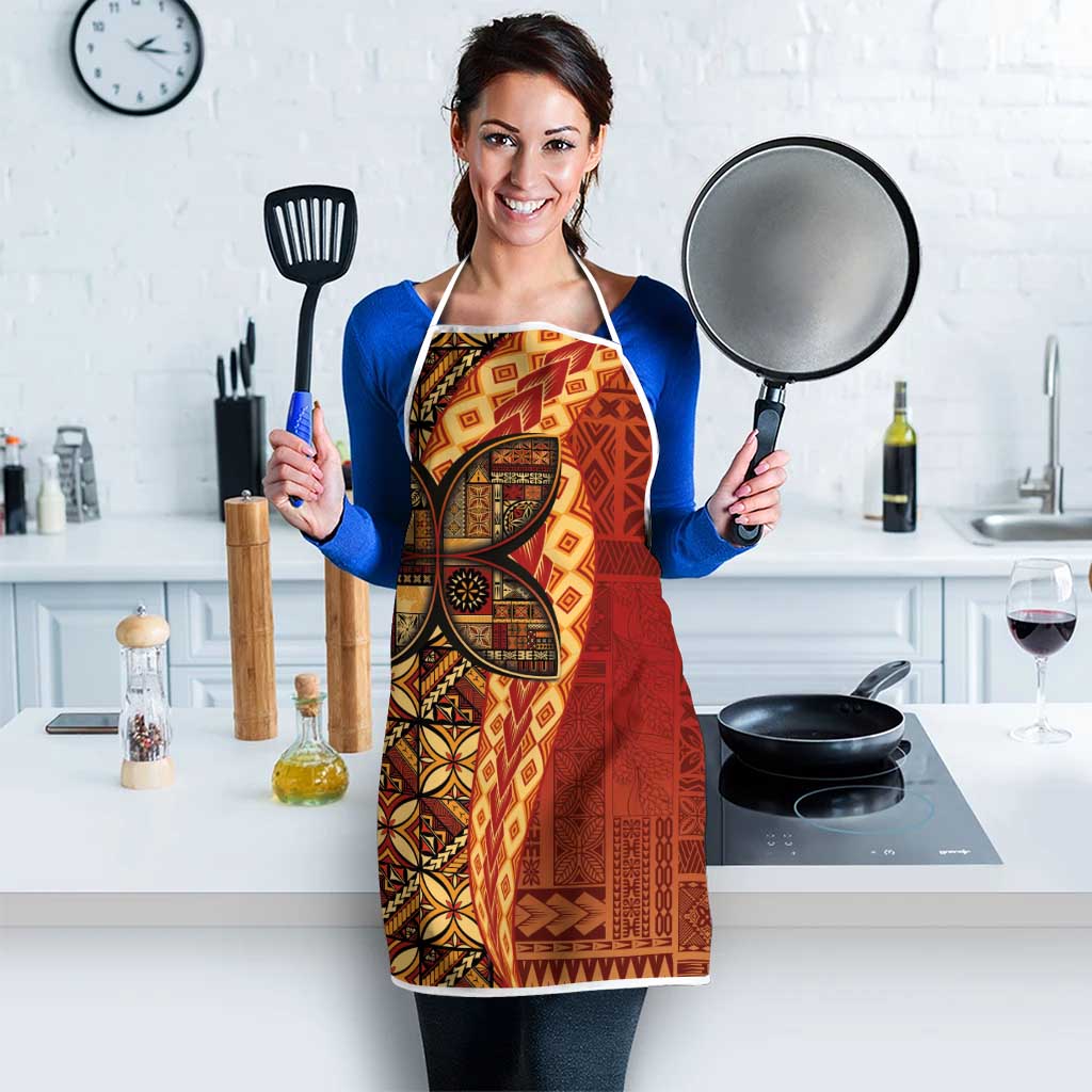 Samoan Pacific Tribal Flower Geometric Art Tattoos Apron Siapo Pattern Flame Sunset - Polynesian Pride