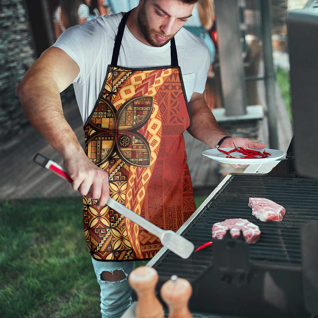 Samoan Pacific Tribal Flower Geometric Art Tattoos Apron Siapo Pattern Flame Sunset - Polynesian Pride