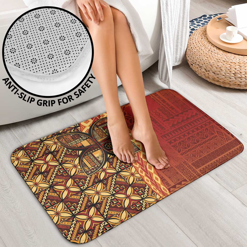 Samoan Pacific Tribal Flower Geometric Art Tattoos Bathroom Set Siapo Pattern Flame Sunset - Polynesian Pride