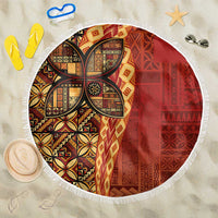 Samoan Pacific Tribal Flower Geometric Art Tattoos Beach Blanket Siapo Pattern Flame Sunset - Polynesian Pride