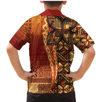Samoan Pacific Tribal Flower Geometric Art Tattoos Family Matching Mermaid Dress and Hawaiian Shirt Siapo Pattern Flame Sunset LT03 - Polynesian Pride