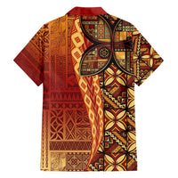 Samoan Pacific Tribal Flower Geometric Art Tattoos Family Matching Summer Maxi Dress and Hawaiian Shirt Siapo Pattern Flame Sunset LT03 - Polynesian Pride