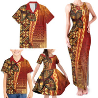 Samoan Pacific Tribal Flower Geometric Art Tattoos Family Matching Tank Maxi Dress and Hawaiian Shirt Siapo Pattern Flame Sunset LT03 - Polynesian Pride