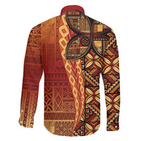 Samoan Pacific Tribal Flower Geometric Art Tattoos Family Matching Tank Maxi Dress and Hawaiian Shirt Siapo Pattern Flame Sunset LT03 - Polynesian Pride