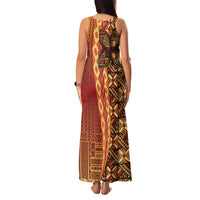 Samoan Pacific Tribal Flower Geometric Art Tattoos Family Matching Tank Maxi Dress and Hawaiian Shirt Siapo Pattern Flame Sunset LT03 - Polynesian Pride