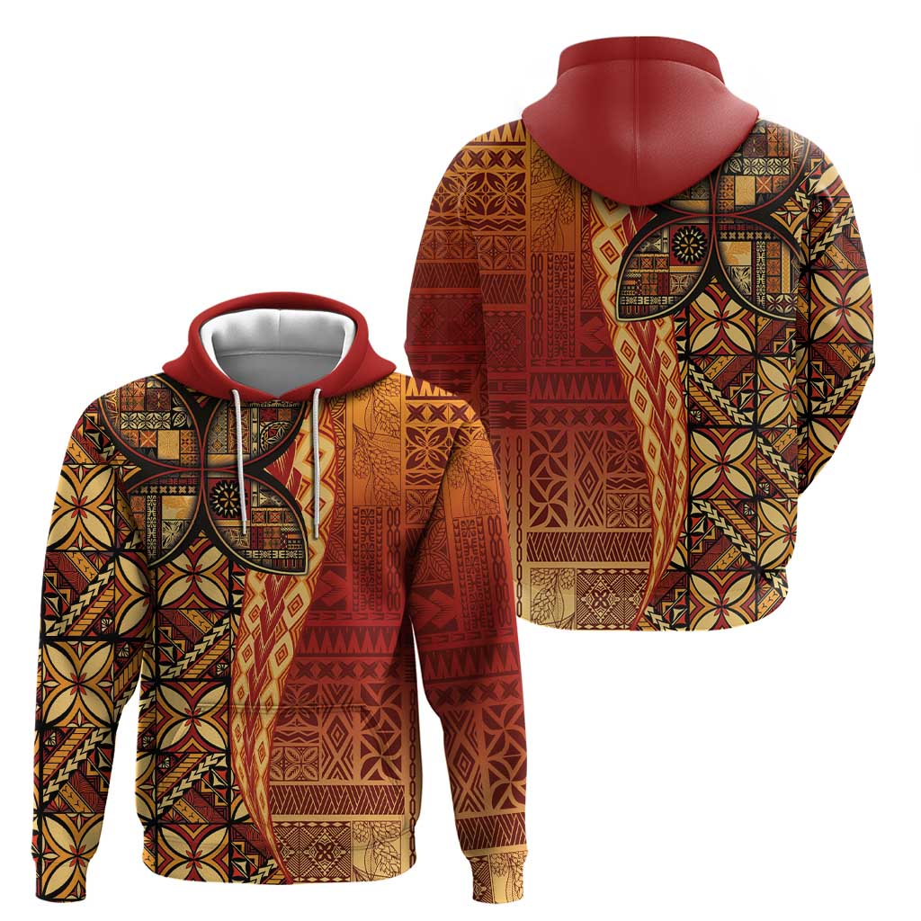 Samoan Pacific Tribal Flower Geometric Art Tattoos Hoodie Siapo Pattern Flame Sunset LT03 - Polynesian Pride