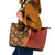 Samoan Pacific Tribal Flower Geometric Art Tattoos Leather Tote Bag Siapo Pattern Flame Sunset - Polynesian Pride