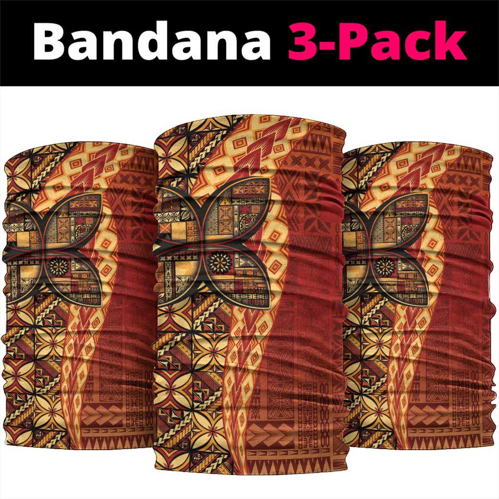 Samoan Pacific Tribal Flower Geometric Art Tattoos Neck Gaiter Siapo Pattern Flame Sunset LT03
