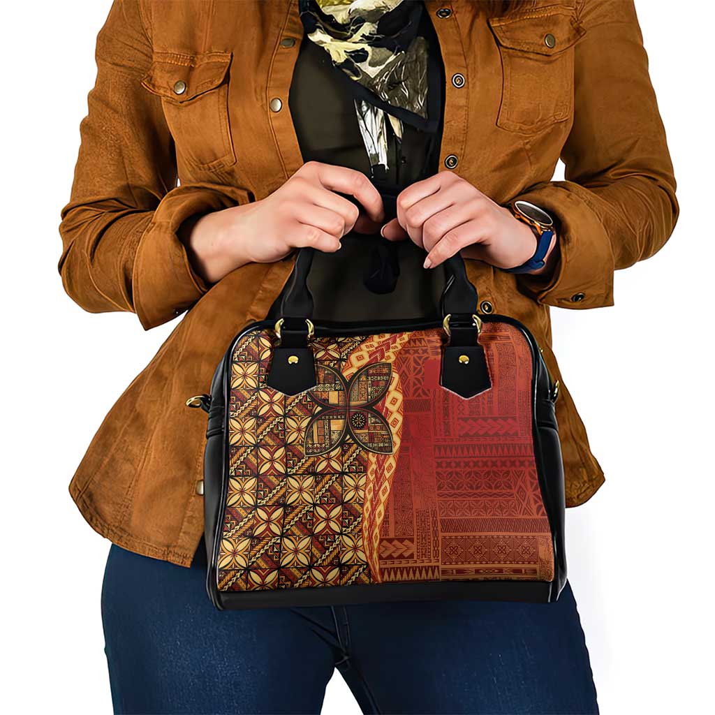 Samoan Pacific Tribal Flower Geometric Art Tattoos Shoulder Handbag Siapo Pattern Flame Sunset LT03 - Polynesian Pride