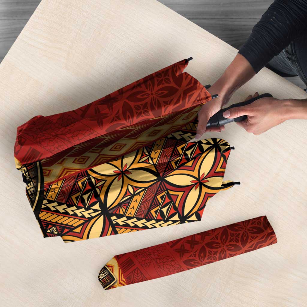 Samoan Pacific Tribal Flower Geometric Art Tattoos Umbrella Siapo Pattern Flame Sunset - Polynesian Pride