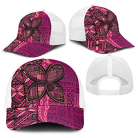 Samoan Pacific Tribal Flower Geometric Art Tattoos Baseball Net Cap Siapo Pattern Romantic Rose - Polynesian Pride
