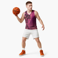 Samoan Pacific Tribal Flower Geometric Art Tattoos Basketball Jersey Siapo Pattern Romantic Rose - Polynesian Pride