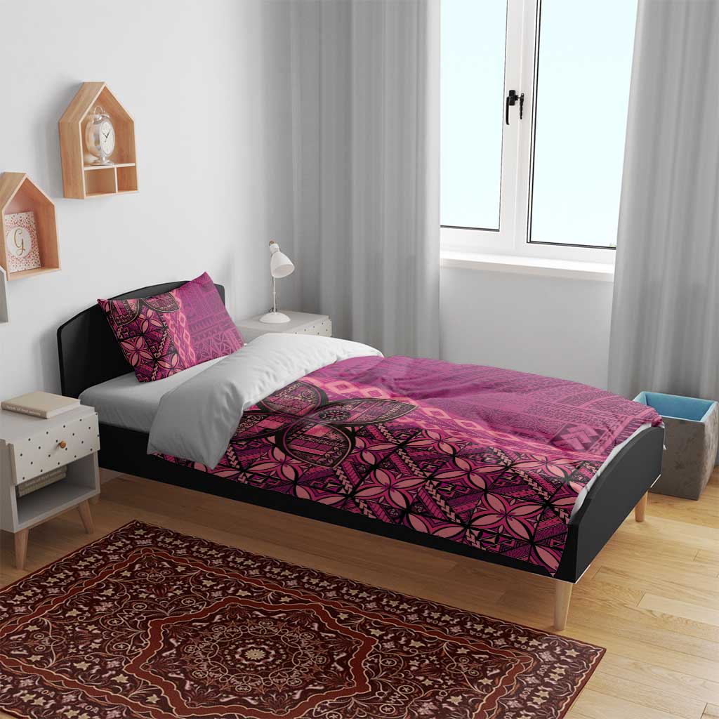 Samoan Pacific Tribal Flower Geometric Art Tattoos Bedding Set Siapo Pattern Romantic Rose - Polynesian Pride