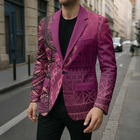 Samoan Pacific Tribal Flower Geometric Art Tattoos Blazer Siapo Pattern Romantic Rose - Polynesian Pride