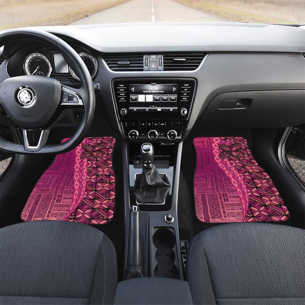 Samoan Pacific Tribal Flower Geometric Art Tattoos Car Mats Siapo Pattern Romantic Rose - Polynesian Pride
