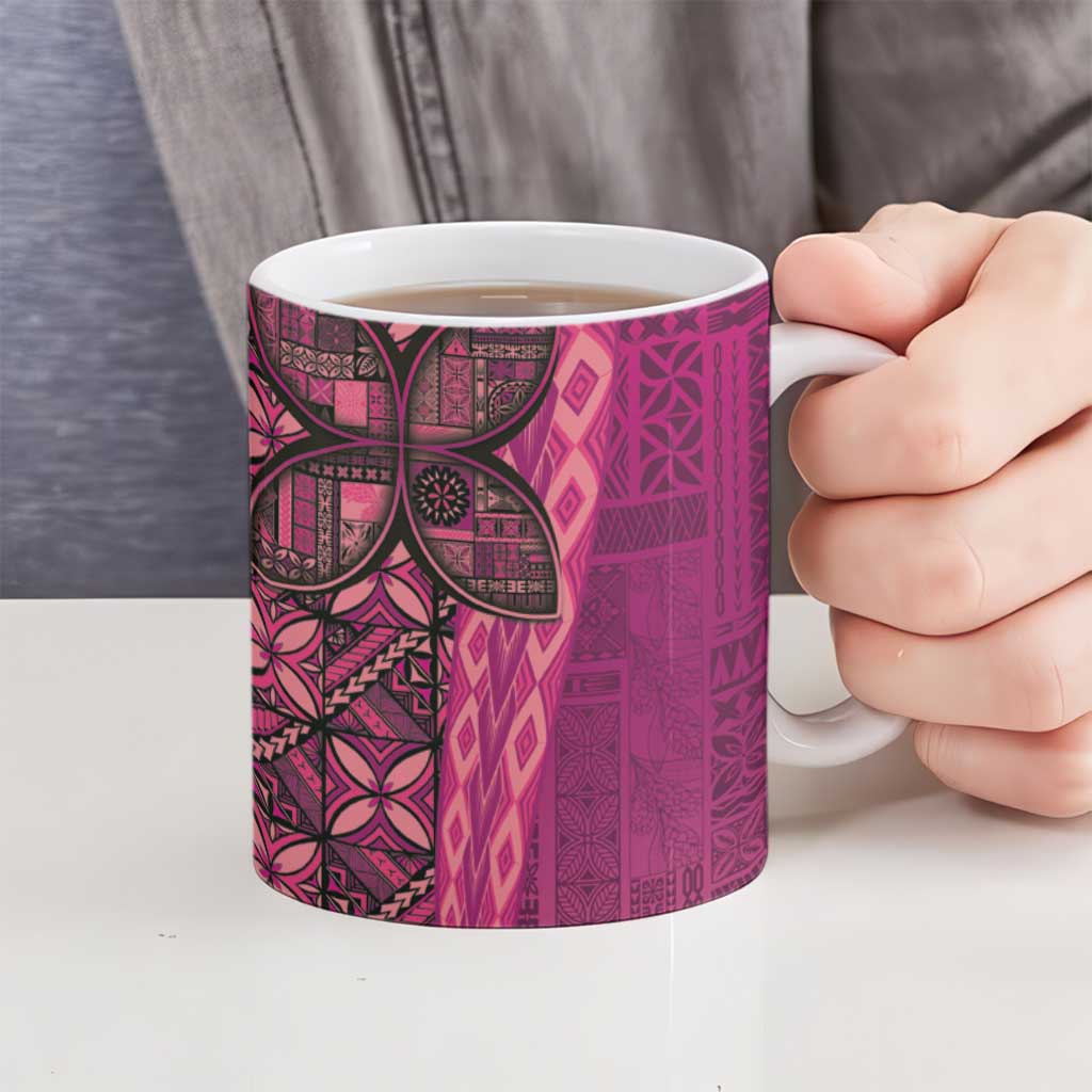 Samoan Pacific Tribal Flower Geometric Art Tattoos Ceramic Mug Siapo Pattern Romantic Rose - Polynesian Pride