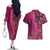 Samoan Pacific Tribal Flower Geometric Art Tattoos Couples Matching Off The Shoulder Long Sleeve Dress and Hawaiian Shirt Siapo Pattern Romantic Rose - Polynesian Pride