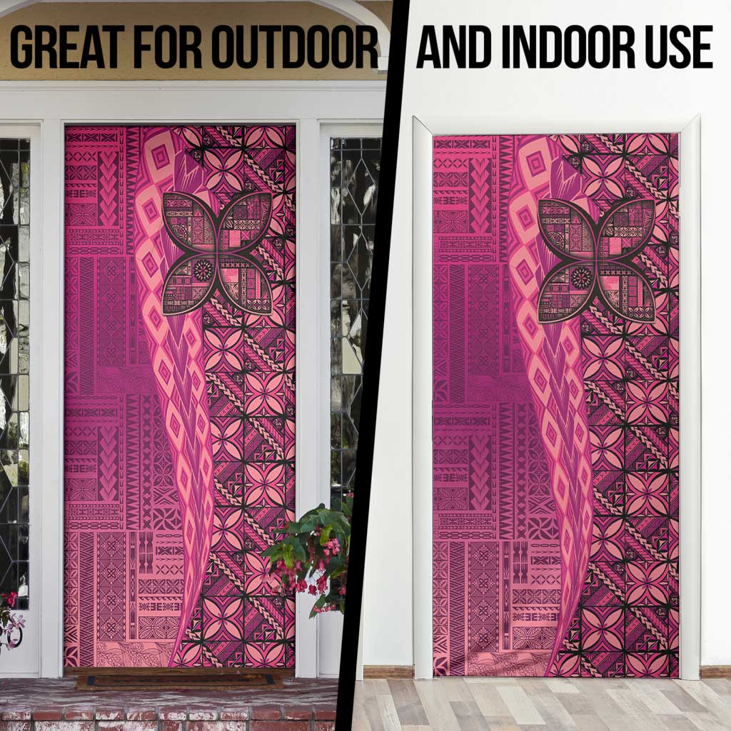 Samoan Pacific Tribal Flower Geometric Art Tattoos Door Cover Siapo Pattern Romantic Rose - Polynesian Pride