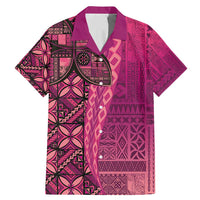 Samoan Pacific Tribal Flower Geometric Art Tattoos Family Matching Mermaid Dress and Hawaiian Shirt Siapo Pattern Romantic Rose LT03 Dad's Shirt - Short Sleeve Pink - Polynesian Pride