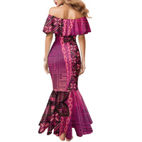 Samoan Pacific Tribal Flower Geometric Art Tattoos Family Matching Mermaid Dress and Hawaiian Shirt Siapo Pattern Romantic Rose LT03 - Polynesian Pride