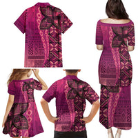 Samoan Pacific Tribal Flower Geometric Art Tattoos Family Matching Puletasi and Hawaiian Shirt Siapo Pattern Romantic Rose LT03 - Polynesian Pride