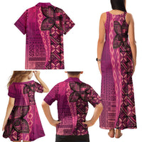 Samoan Pacific Tribal Flower Geometric Art Tattoos Family Matching Tank Maxi Dress and Hawaiian Shirt Siapo Pattern Romantic Rose LT03 - Polynesian Pride