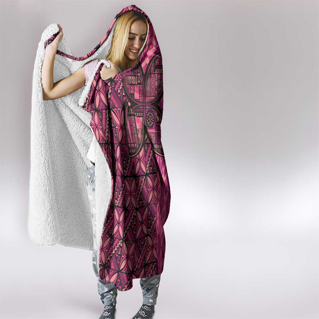 Samoan Pacific Tribal Flower Geometric Art Tattoos Hooded Blanket Siapo Pattern Romantic Rose - Polynesian Pride