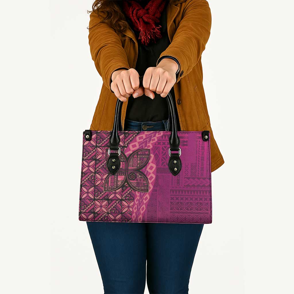 Samoan Pacific Tribal Flower Geometric Art Tattoos Leather Bag Siapo Pattern Romantic Rose - Polynesian Pride