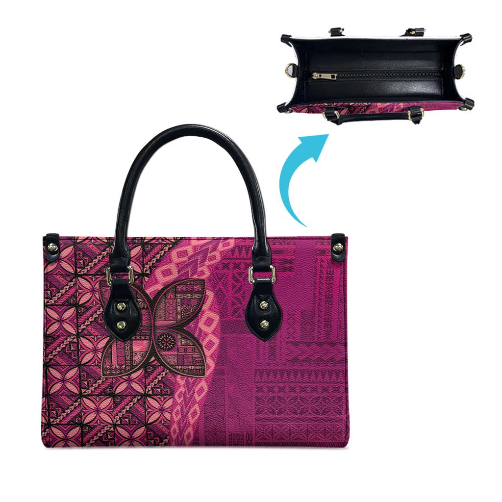 Samoan Pacific Tribal Flower Geometric Art Tattoos Leather Bag Siapo Pattern Romantic Rose - Polynesian Pride